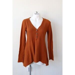 Anthropologie Maeve Women's Size Medium Brown Thermal V Neck Top